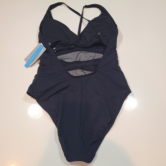 Bleu Rod Beattie Black One-Piece Swimsuit with Mesh Cutouts in Size 10 - Picture 4 of 7